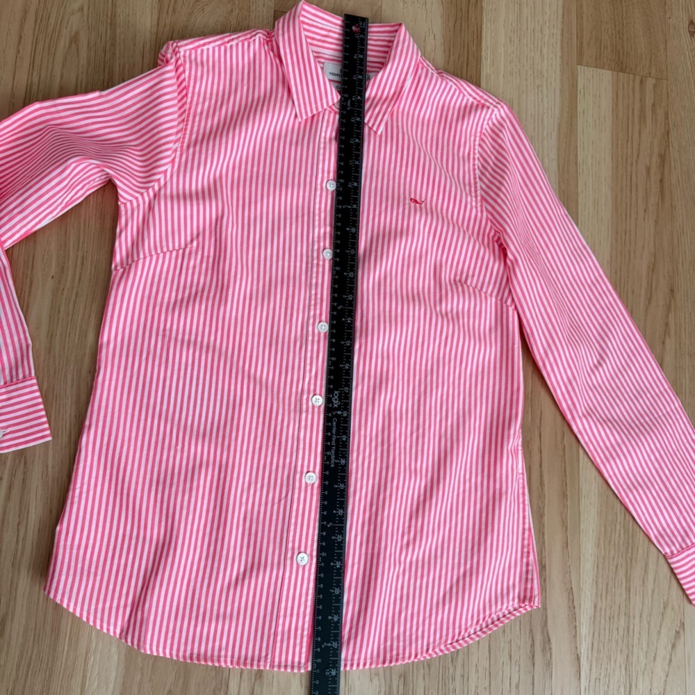Vineyard Vines Preppy Pink and White Striped Button Down Shirt Size 4 - Picture 14 of 14